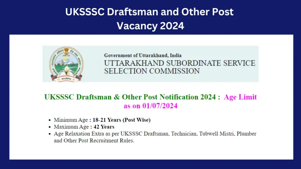 UKSSSC Draftsman and Other Post Vacancy 2024